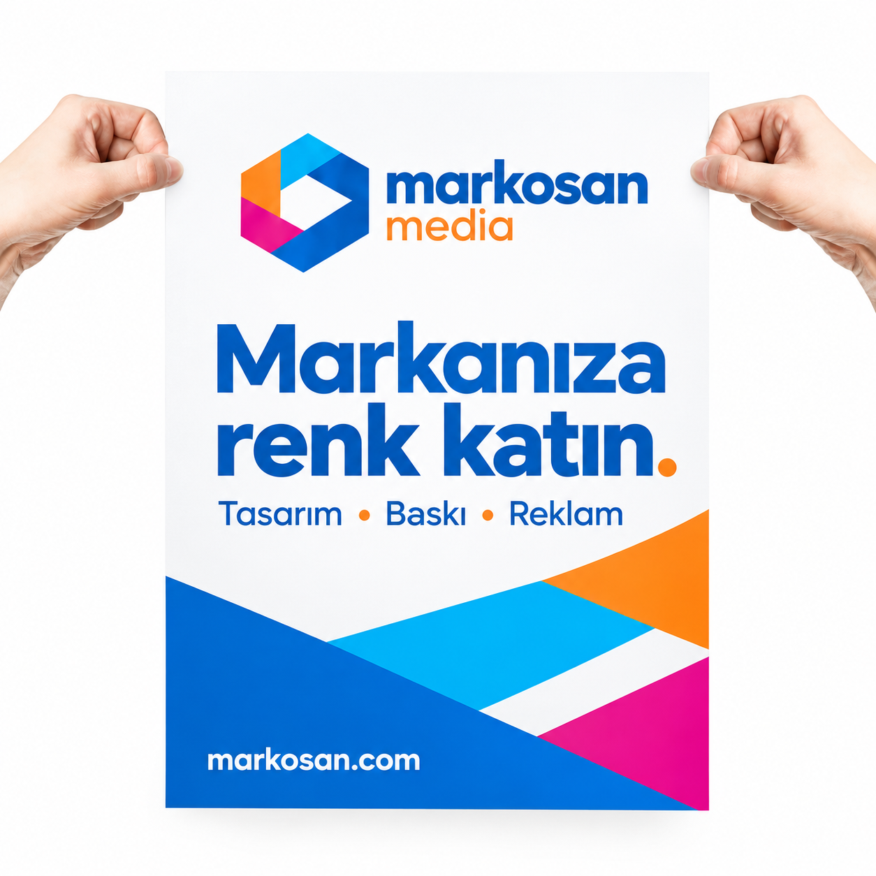 Markosan logolu afiş / poster renkli baskı örneği